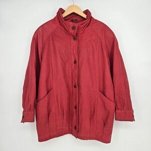 Vintage real leather oversized car coat - women's L